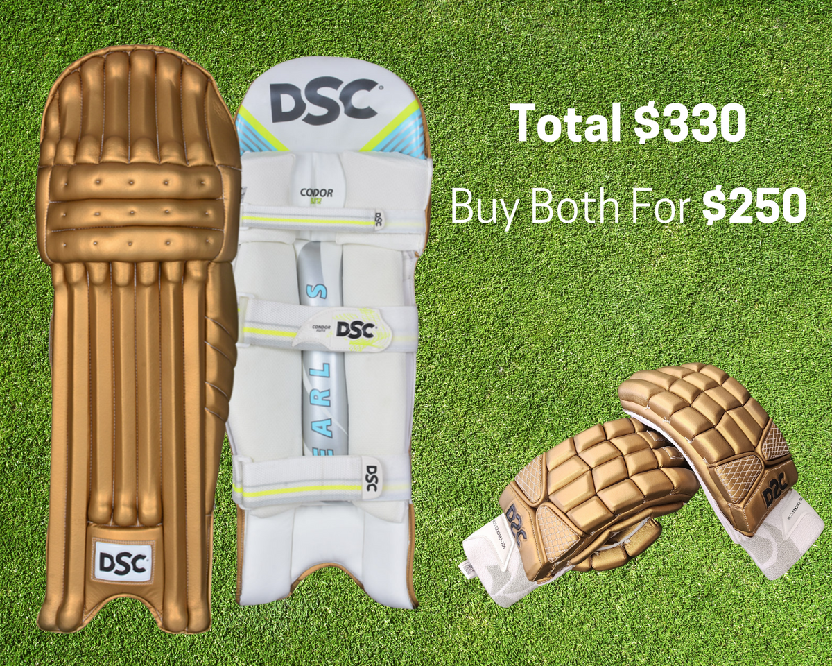 DSC GOLDEN BATTING PADS AND GLOVES COMBO – MENS - SportsHQ