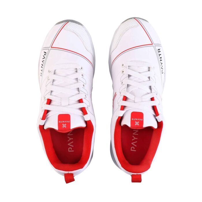 PAYNTR X SPIKES Cricket Shoes – White/Red - SportsHQ