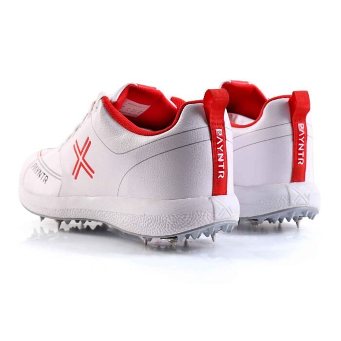 PAYNTR X SPIKES Cricket Shoes – White/Red - SportsHQ